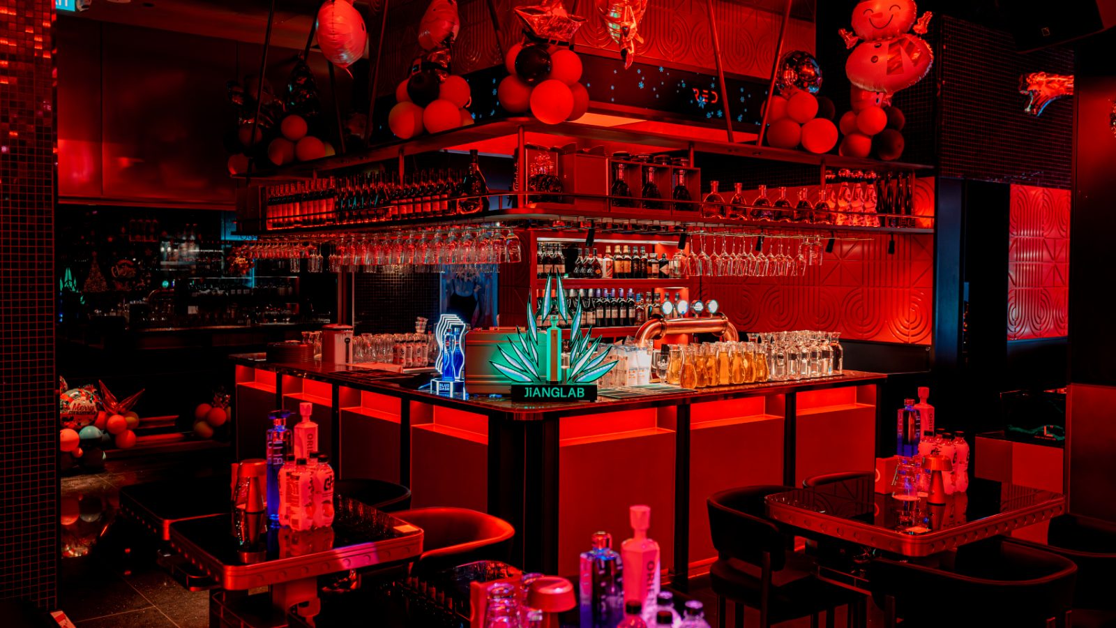 The red-lit bar